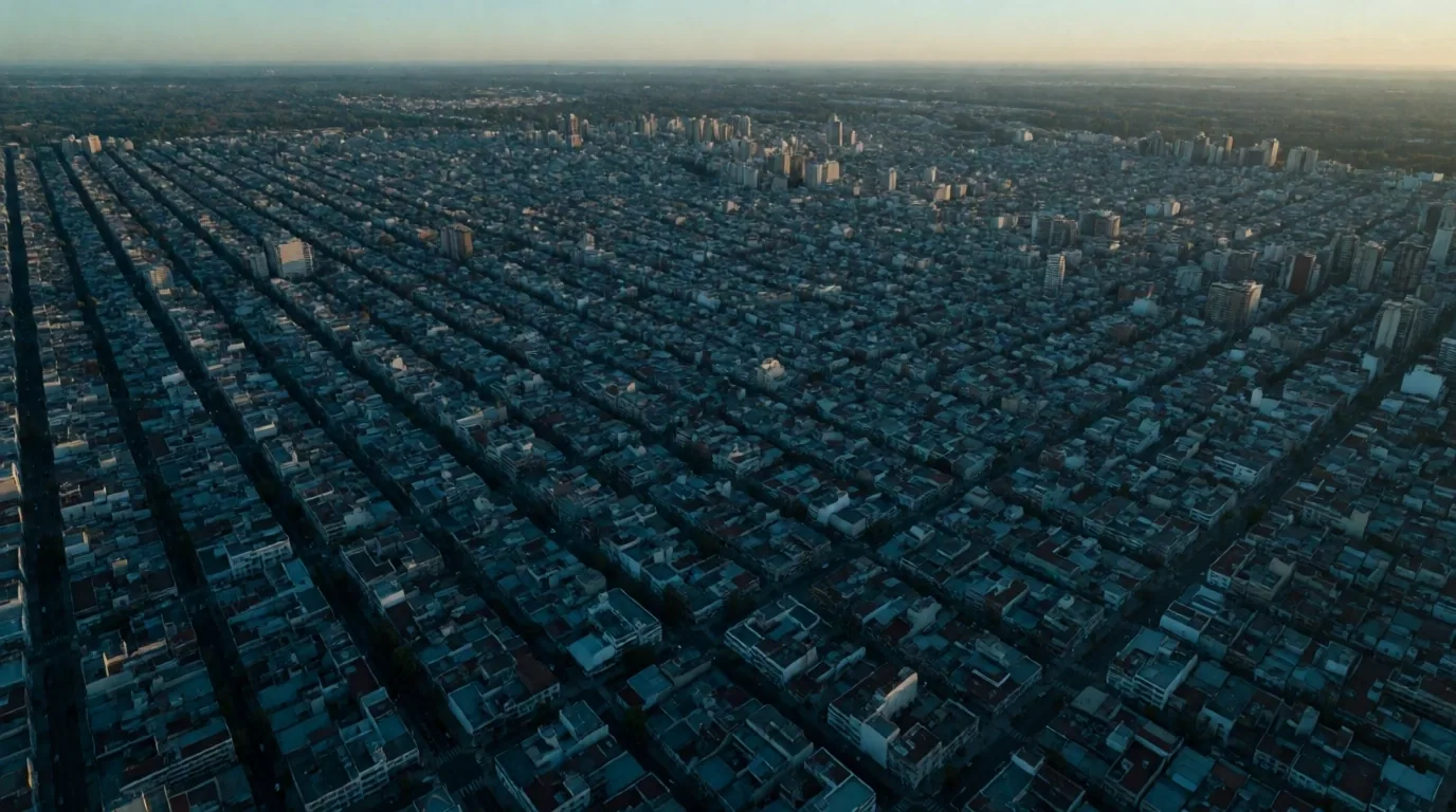 Vista aérea de La Plata al atardecer